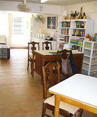 The office, snack corner  and walking space,